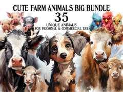 Cute Farm Animals Clipart - CraftNest