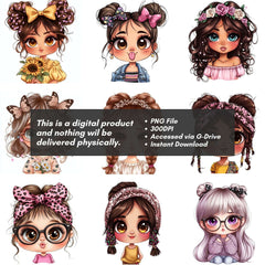 Whimsical Girl with Messy Bun Clipart - CraftNest - Digital Crafting and Art