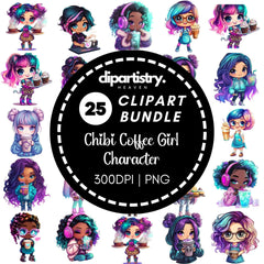 Chibi Girl Coffee Character Clipart - CraftNest - Digital Crafting and Art