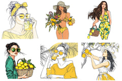 Summer Lemon Woman Clipart Bundle - CraftNest - Digital Crafting and Art