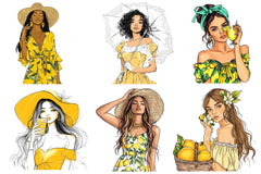 Summer Lemon Woman Clipart Bundle - CraftNest - Digital Crafting and Art