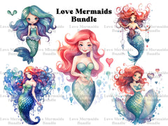 Love Mermaids Clipart - CraftNest