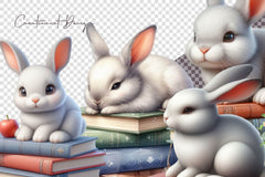 Rabbit Sitting Book Clipart Bundle - CraftNest - Digital Crafting and Art