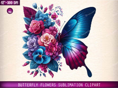 Butterfly Flowers Clipart Bundle 7 - CraftNest - Digital Crafting and Art