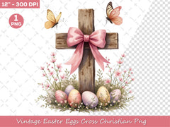 Vintage Easter Eggs Cross Christian Clipart Bundle - CraftNest - Digital Crafting and Art
