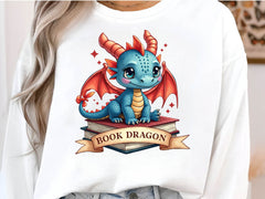 Funny Book Lover Book Reading Dragon Clipart Bundle - CraftNest - Digital Crafting and Art