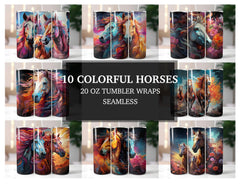 Colorful Horses Tumbler Wrap - CraftNest