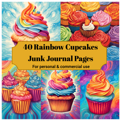 Rainbow Cupcakes Junk Journal Pages - CraftNest