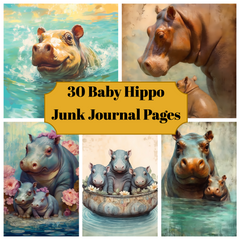 Baby Hippos Junk Journal Pages - CraftNest