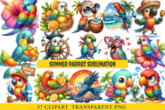 Summer Parrot Sublimation Clipart Bundle - CraftNest - Digital Crafting and Art