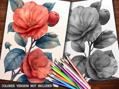 Flower Camellias Coloring Books - CraftNest