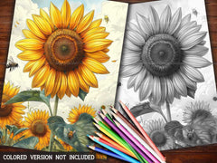 Flower Sunflowers Coloring Books - CraftNest
