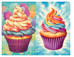 Rainbow Cupcakes Junk Journal Pages - CraftNest