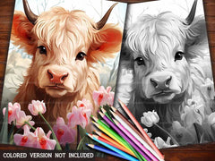 Highland Cow Spring Coloring Books - CraftNest