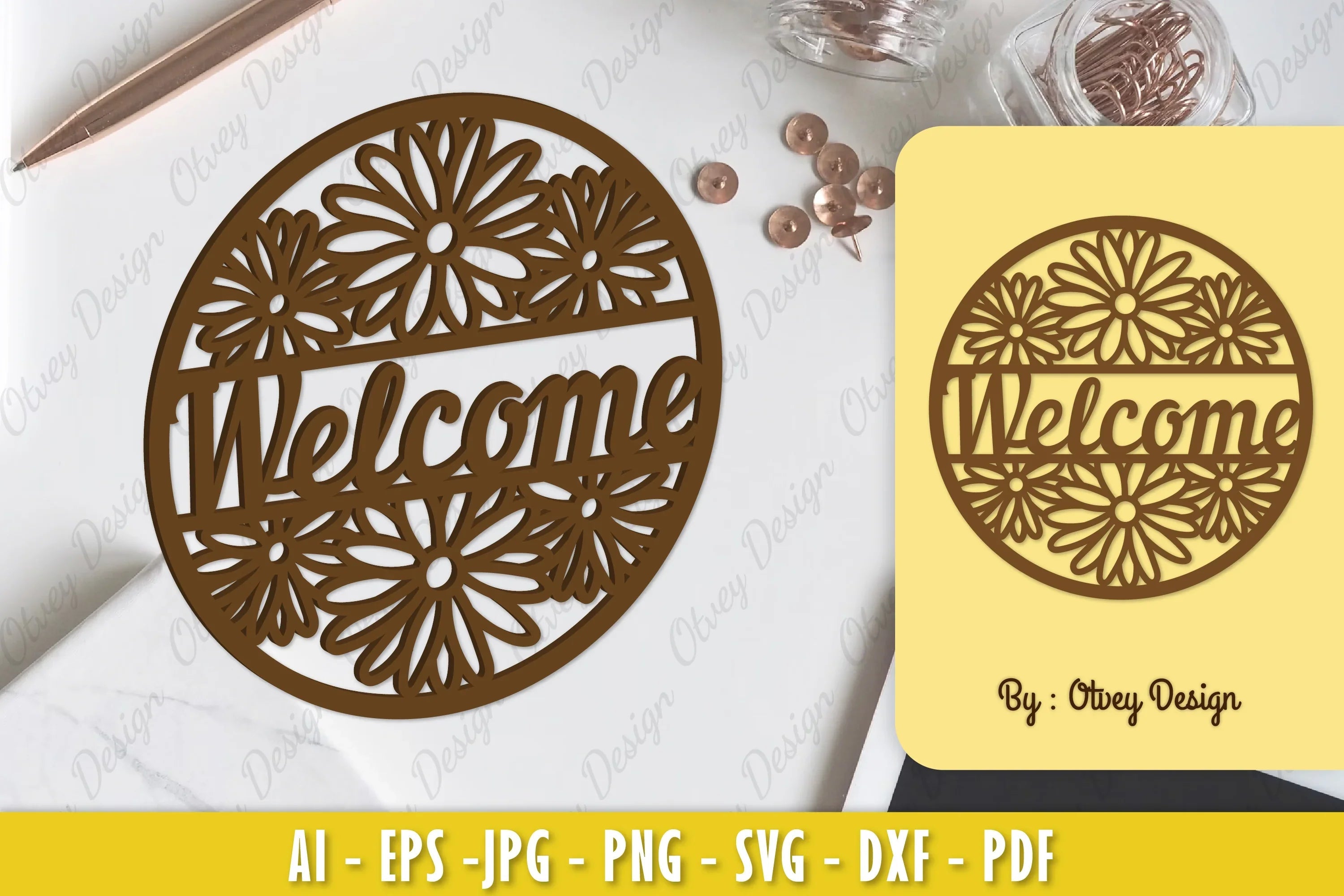 Daisy Flower Welcome Sign SVG Bundle