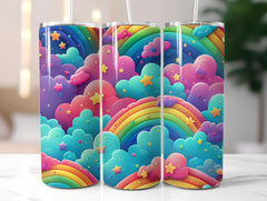 3D Cartoon Rainbow Tumbler Wrap - CraftNest - Digital Crafting and Art