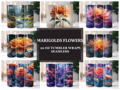 Marigolds Flowers Tumbler Wrap - CraftNest - Digital Crafting and Art