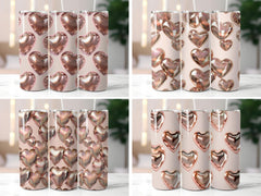 Metallic Rose Gold Hearts Tumbler Wrap - CraftNest - Digital Crafting and Art
