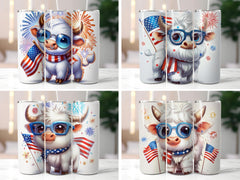 Patriotic Cute Cow Tumbler Wrap - CraftNest - Digital Crafting and Art
