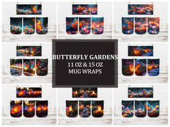 Butterfly Gardens 4 Mug Wrap - CraftNest - Digital Crafting and Art