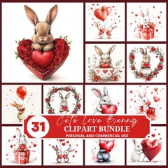 Cute Love Bunny Clipart - CraftNest - Digital Crafting and Art