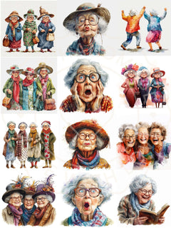Funny Old Ladies Clipart - CraftNest - Digital Crafting and Art