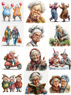 Funny Old Ladies Clipart - CraftNest - Digital Crafting and Art