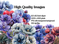 Anemones Flowers Clipart - CraftNest - Digital Crafting and Art
