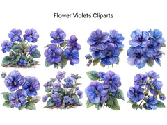 Violets Flowers Clipart - CraftNest - Digital Crafting and Art