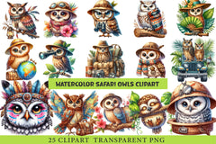 Safari Owls Clipart - CraftNest - Digital Crafting and Art