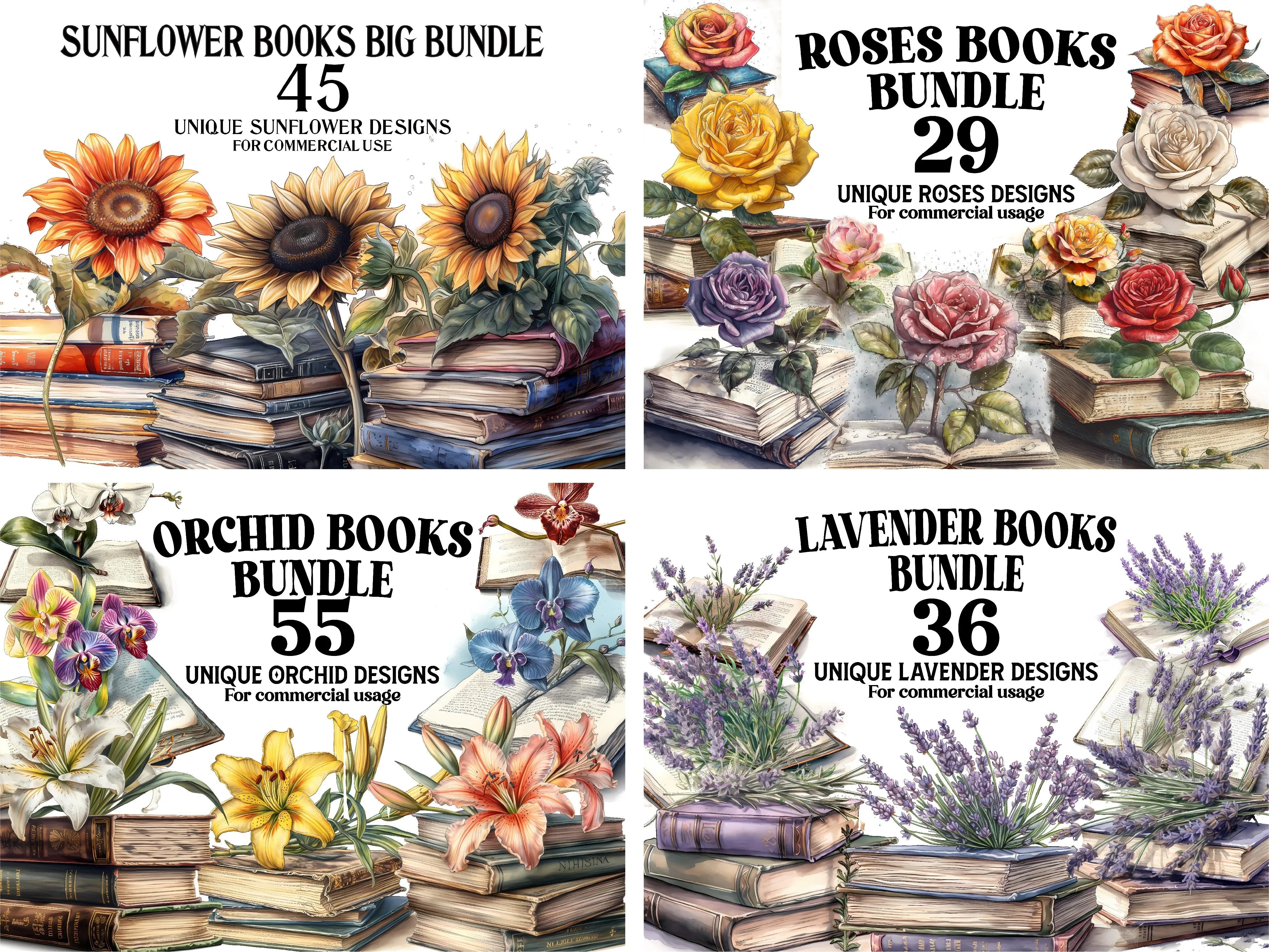 Flower Books Clipart