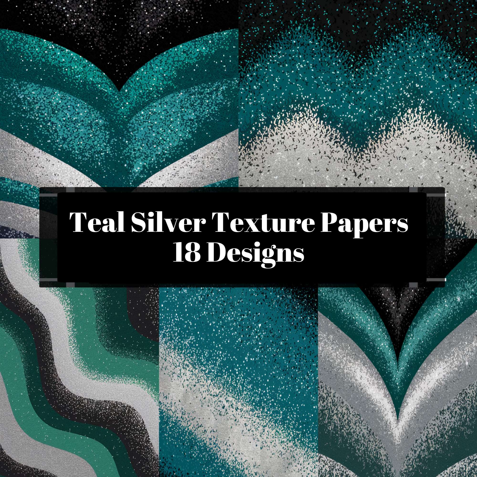 Teal Silver Texture Papers