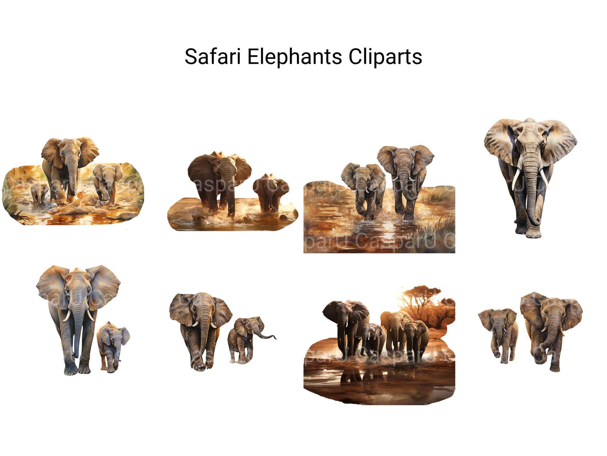 African Safari Elephants Clipart