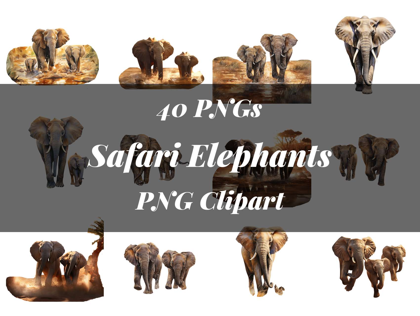 African Safari Elephants Clipart