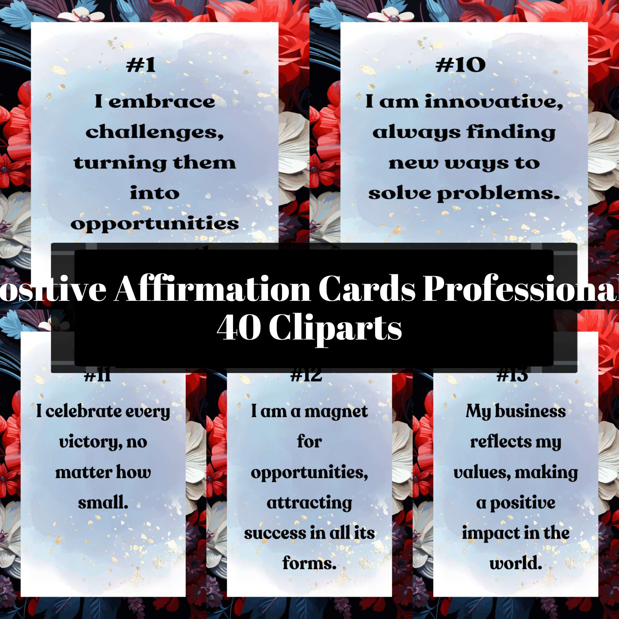 Positive Affirmation Cards Professionals Clipart