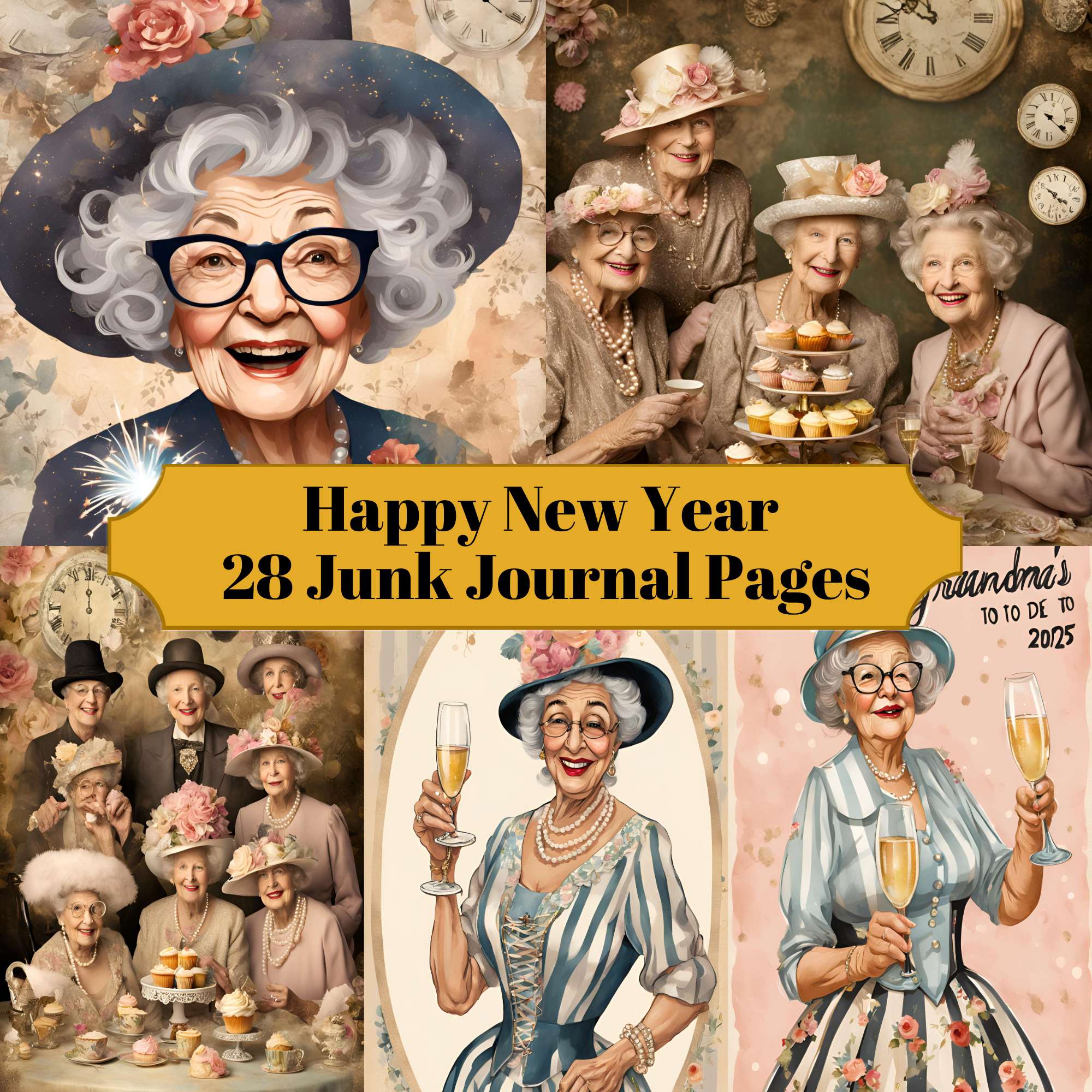 Happy New Year Junk Journal Pages