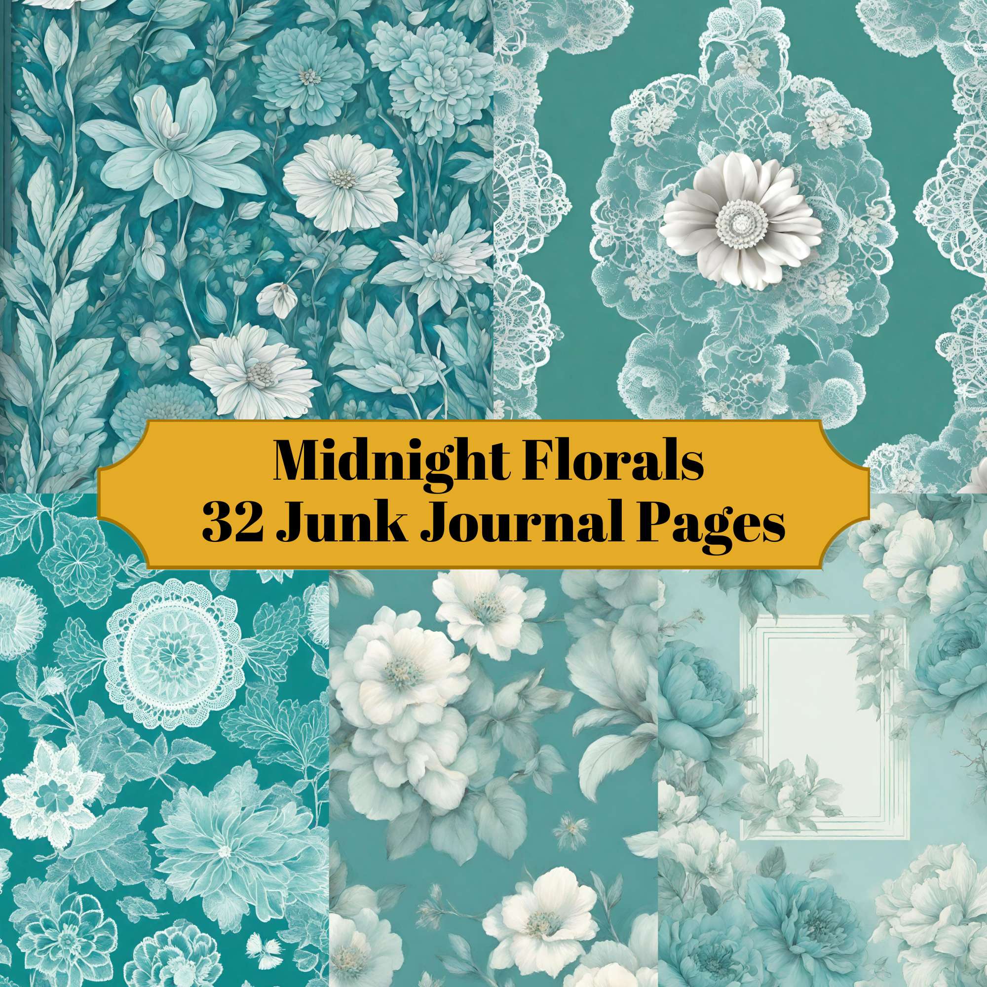 Midnight Florals Junk Journal Pages