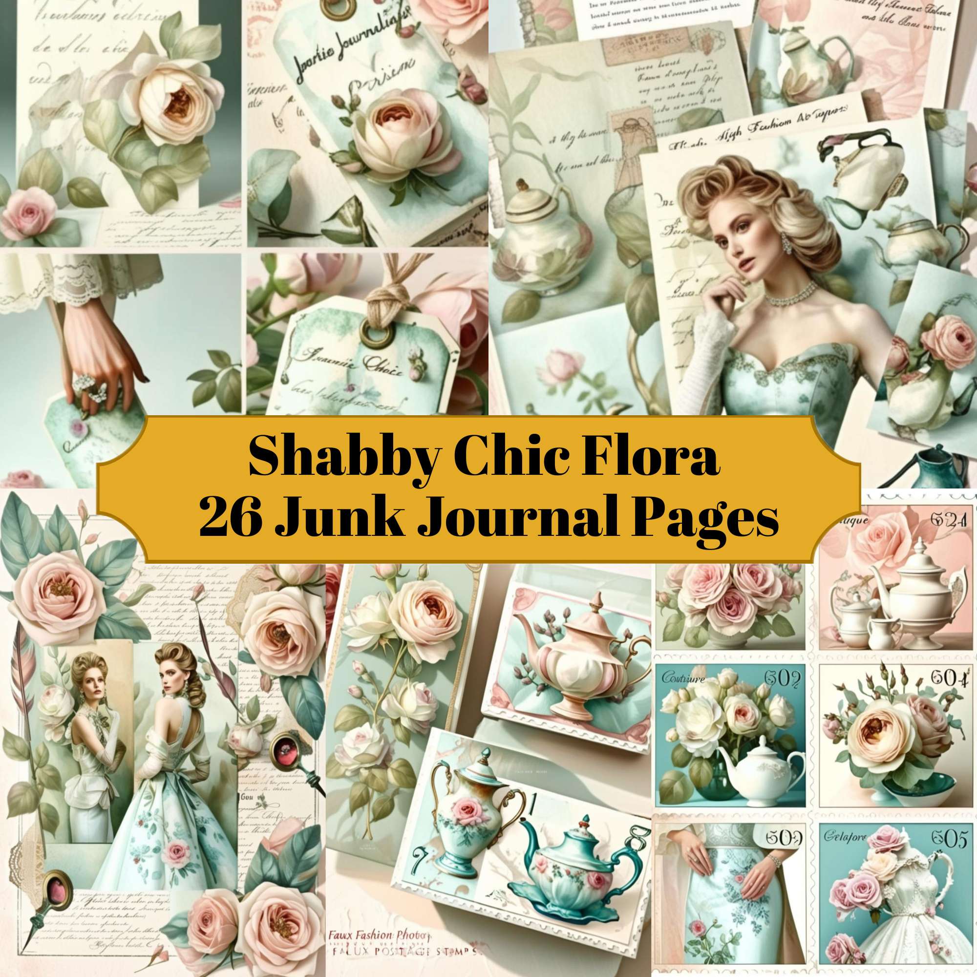 Shabby Chic Flora Junk Journal Pages