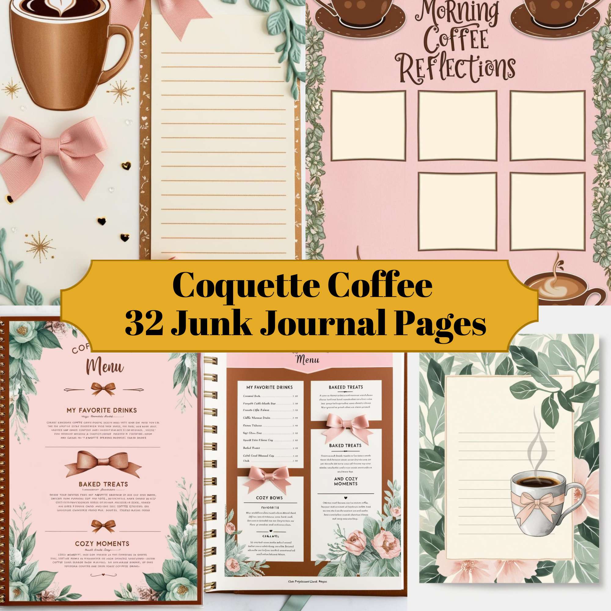 Coquette Coffee Junk Journal Pages
