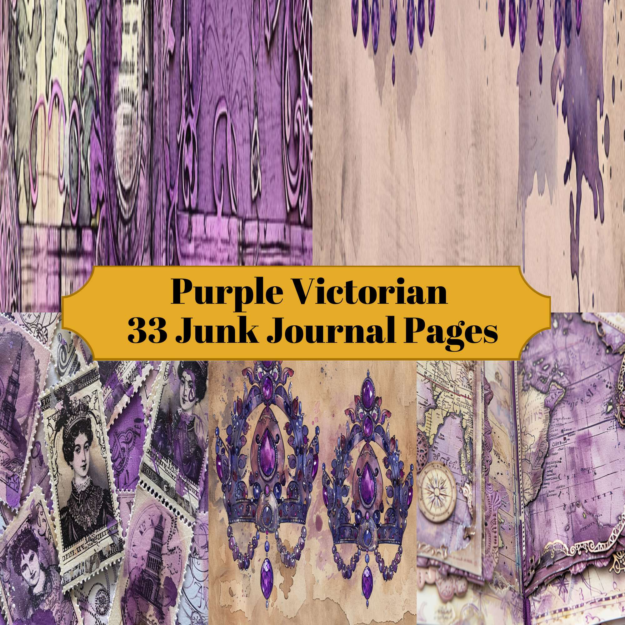 Purple Victorian Junk Journal Pages