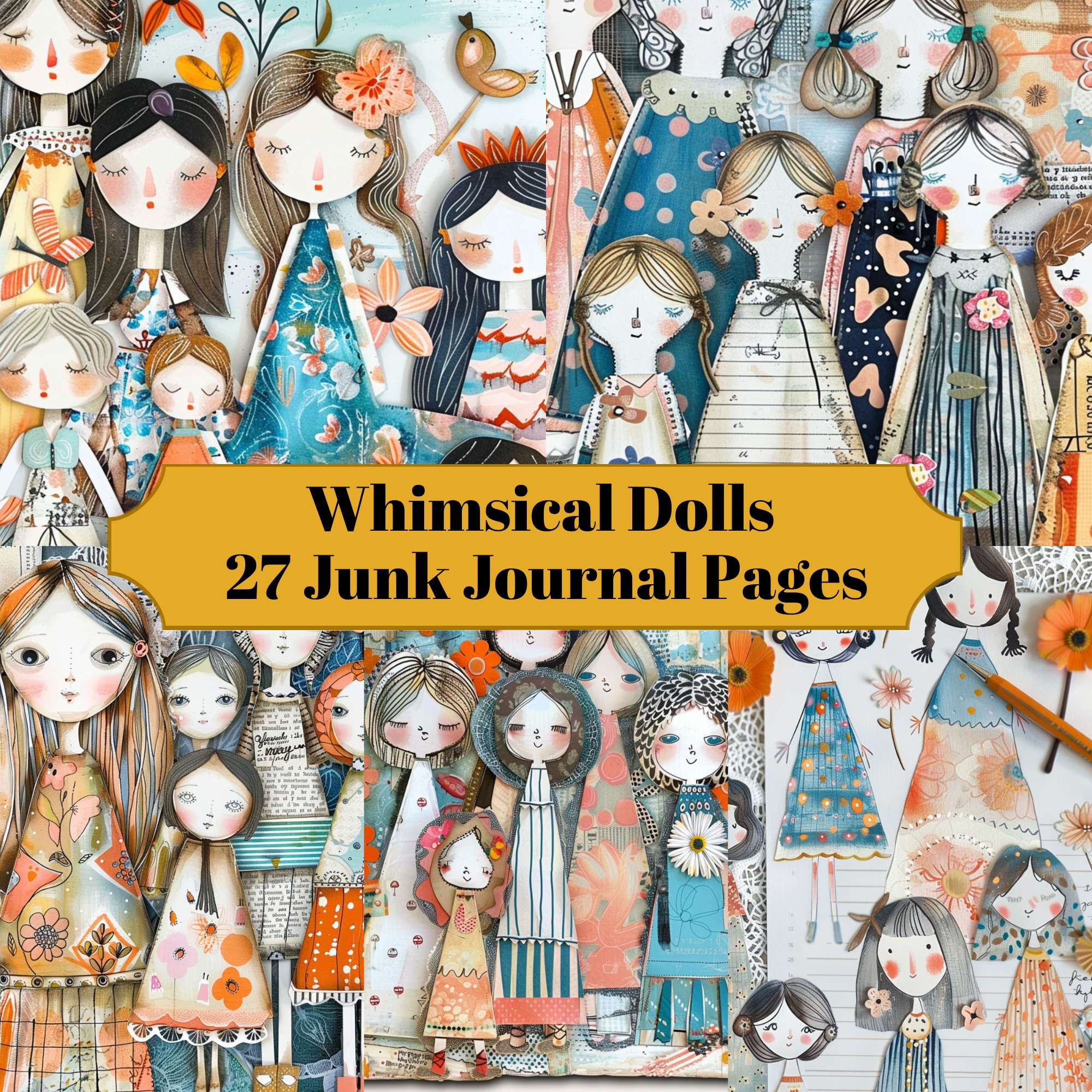 Whimsical Dolls Junk Journal Pages