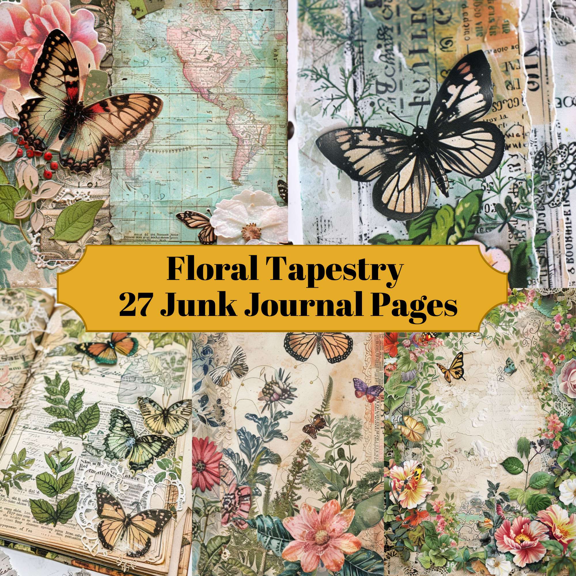 Floral Tapestry Junk Journal Pages