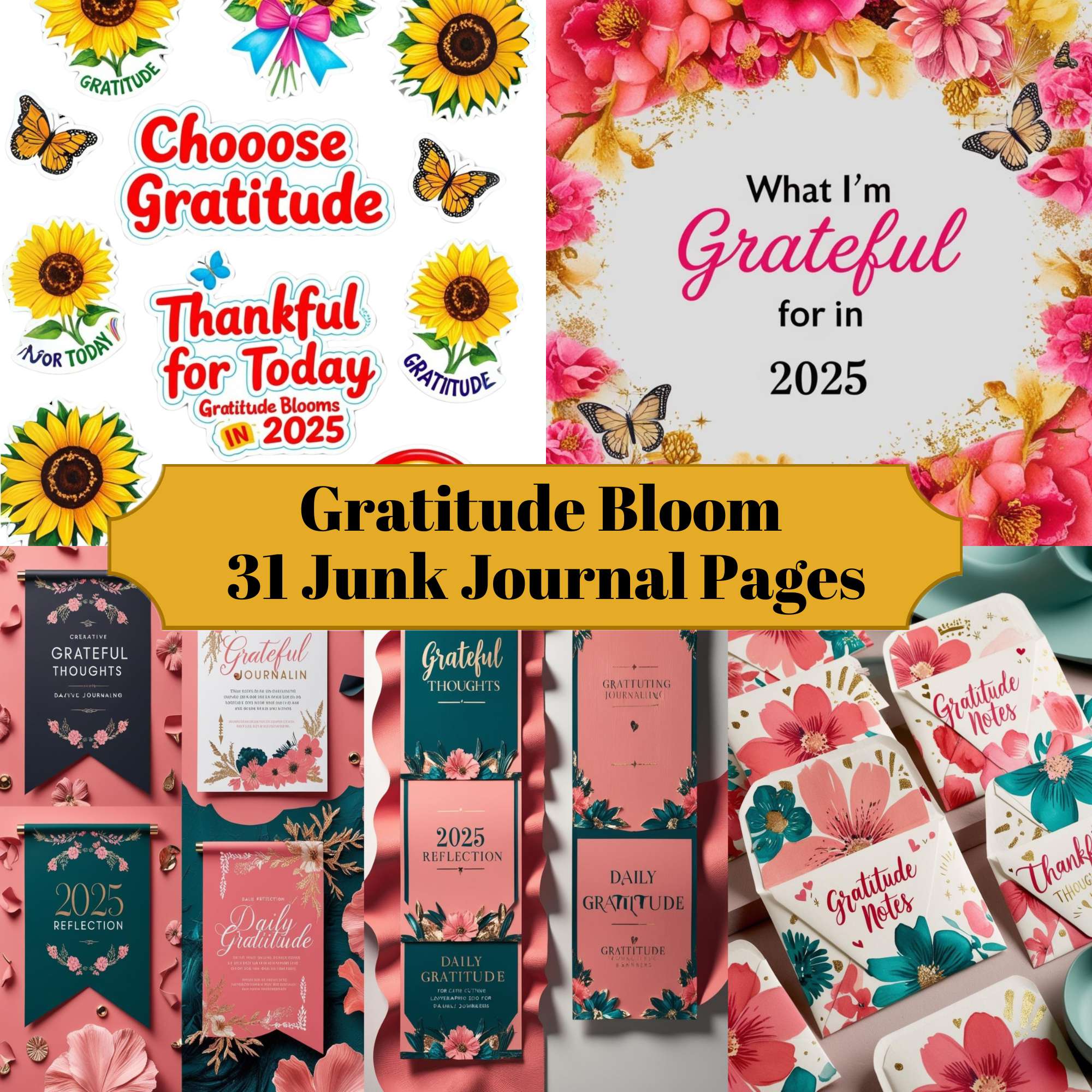 Gratitude Bloom Junk Journal Pages