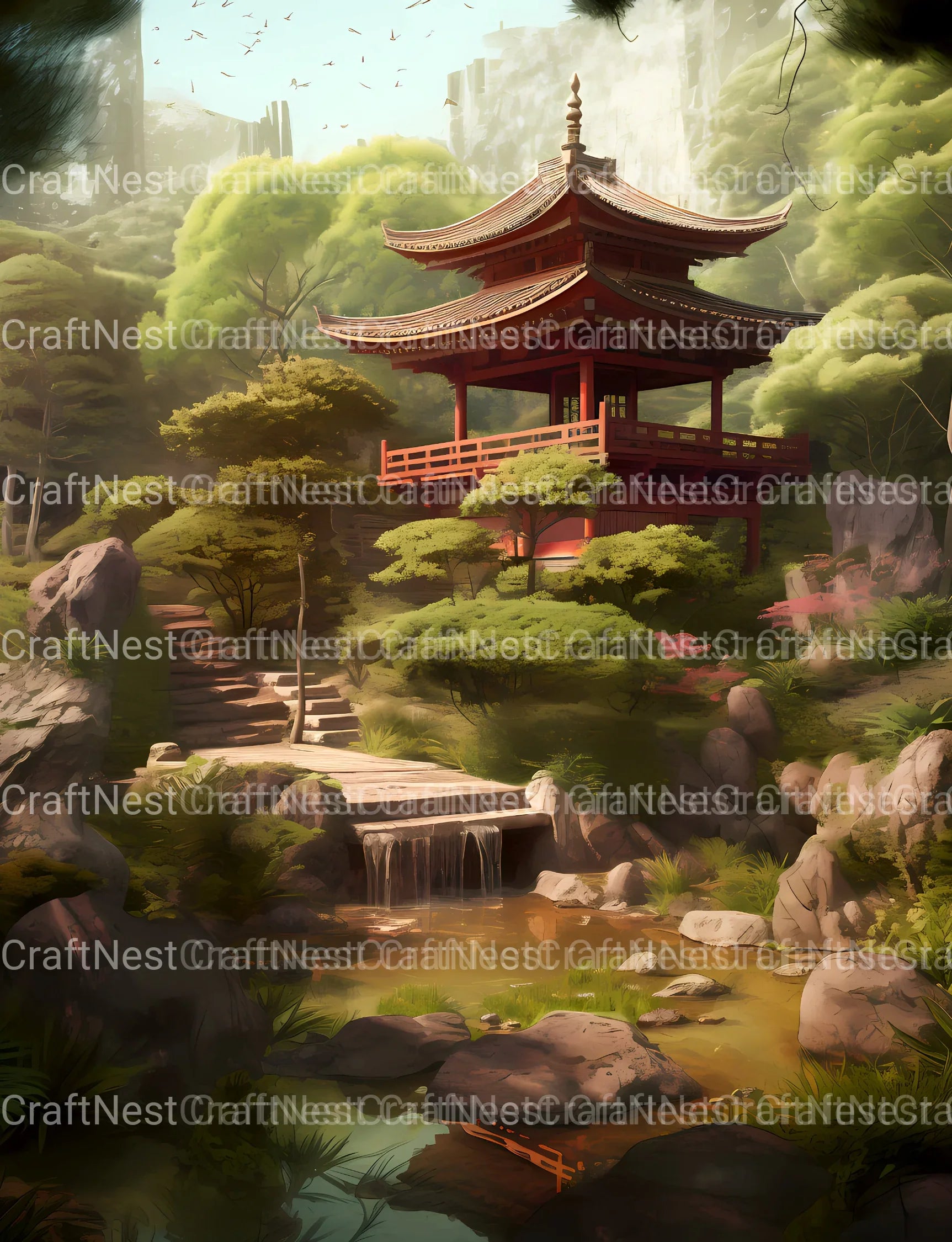 Japanese Garden Coloring Book - CraftNest - Digital Crafting and Art