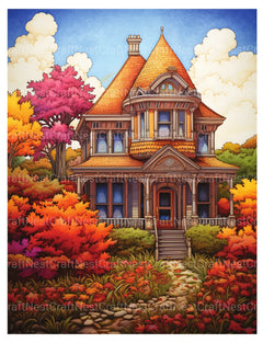 Autumn House Coloring Book - CraftNest - Digital Crafting and Art