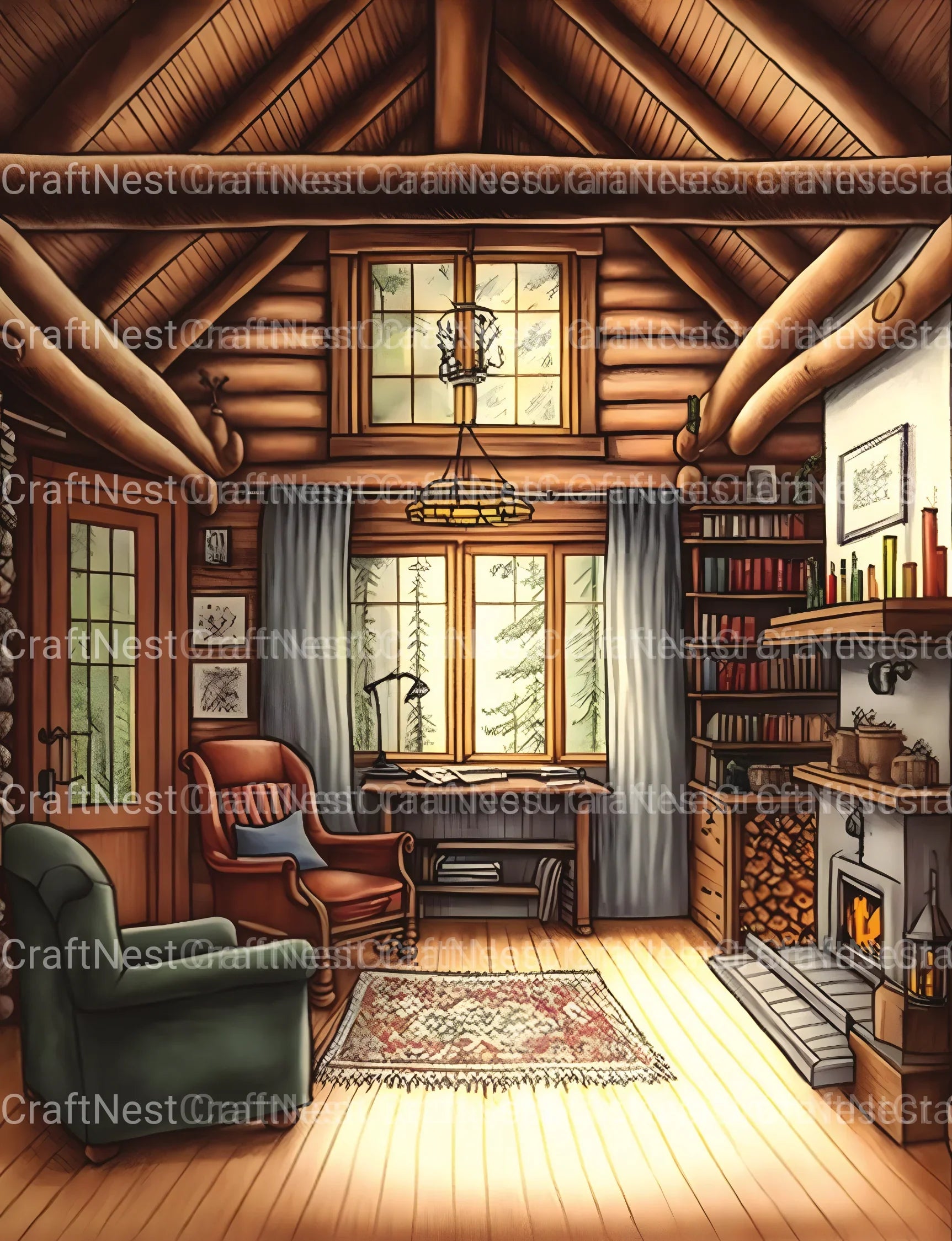 Cozy Cabins Coloring Book - CraftNest - Digital Crafting and Art