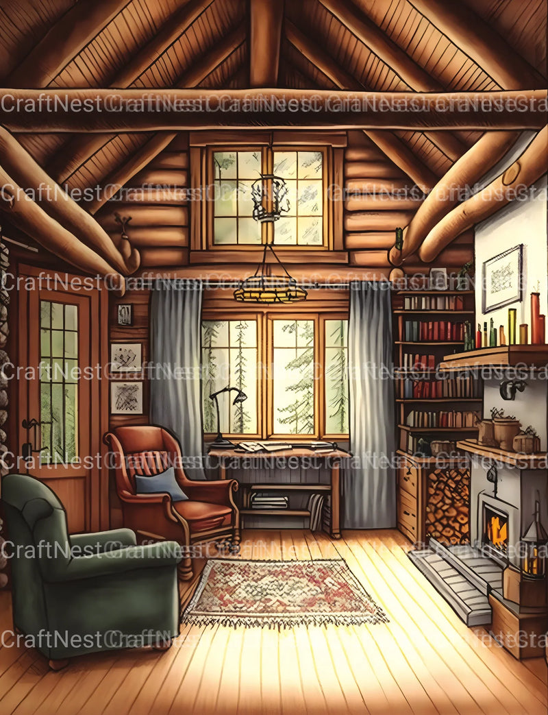 Cozy Cabins Coloring Book - CraftNest - Digital Crafting and Art
