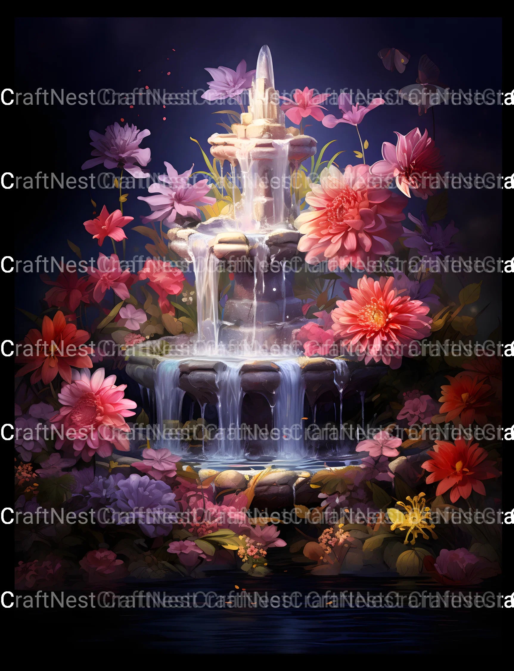 Blooming Fountain Coloring Book - CraftNest - Digital Crafting and Art