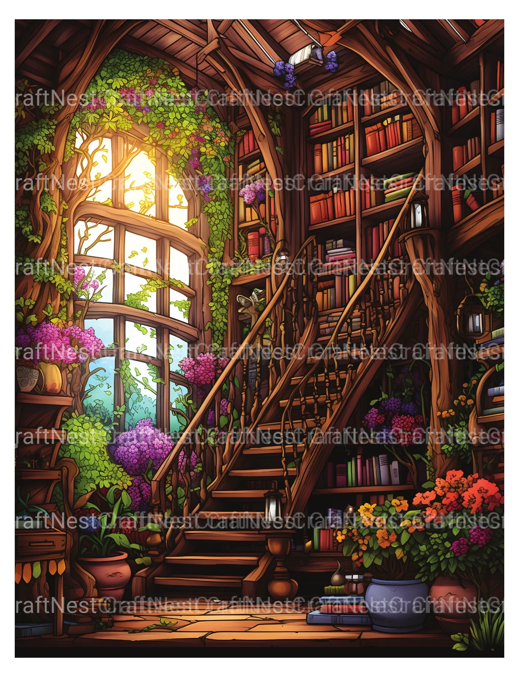 Enchanted Library Coloring Book - CraftNest - Digital Crafting and Art