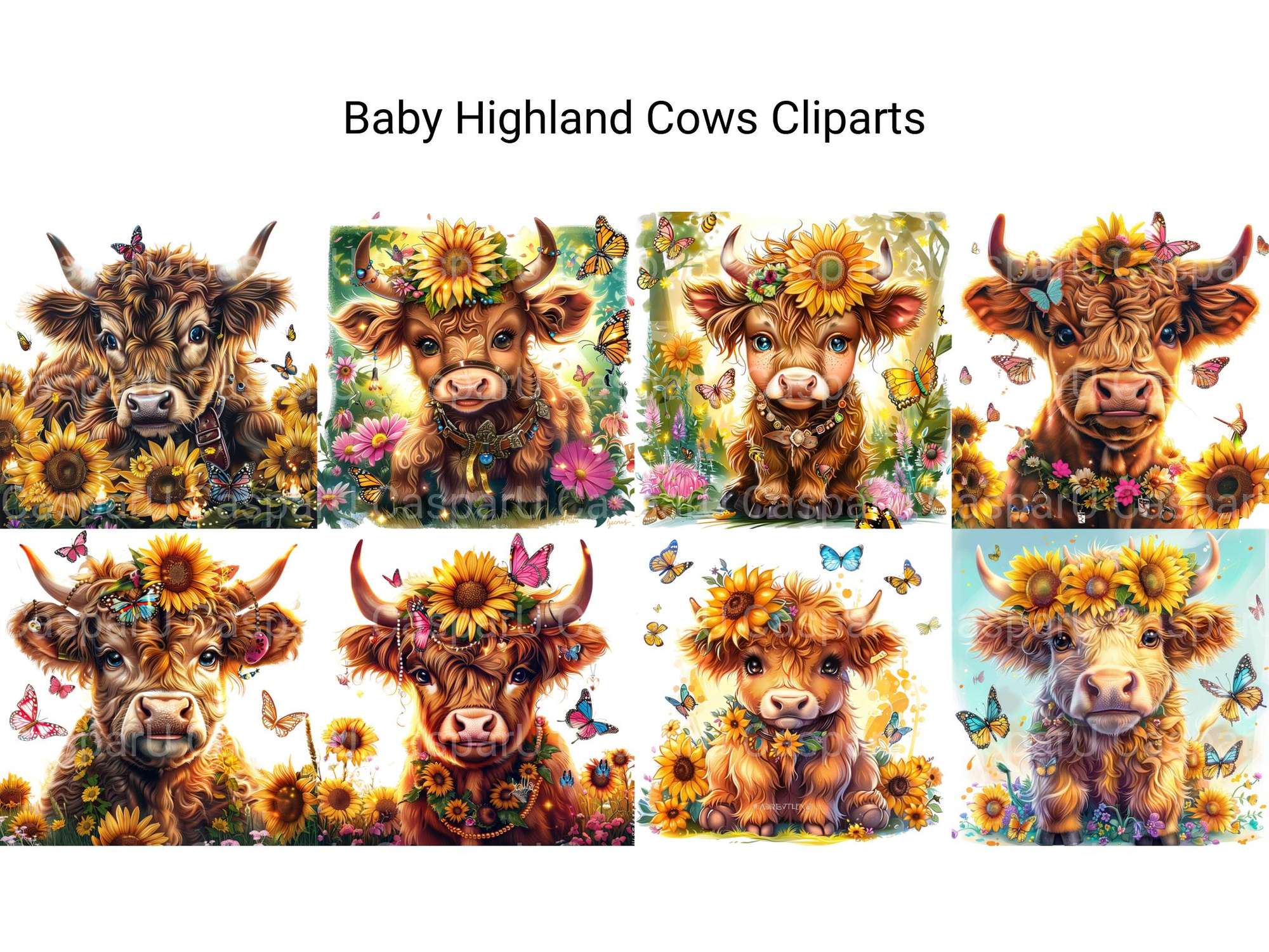 Baby Highland Cows Clipart